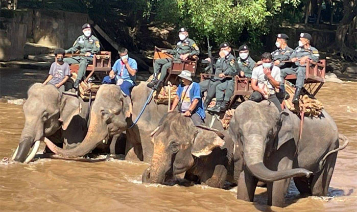 Militares Tailandia elefantes